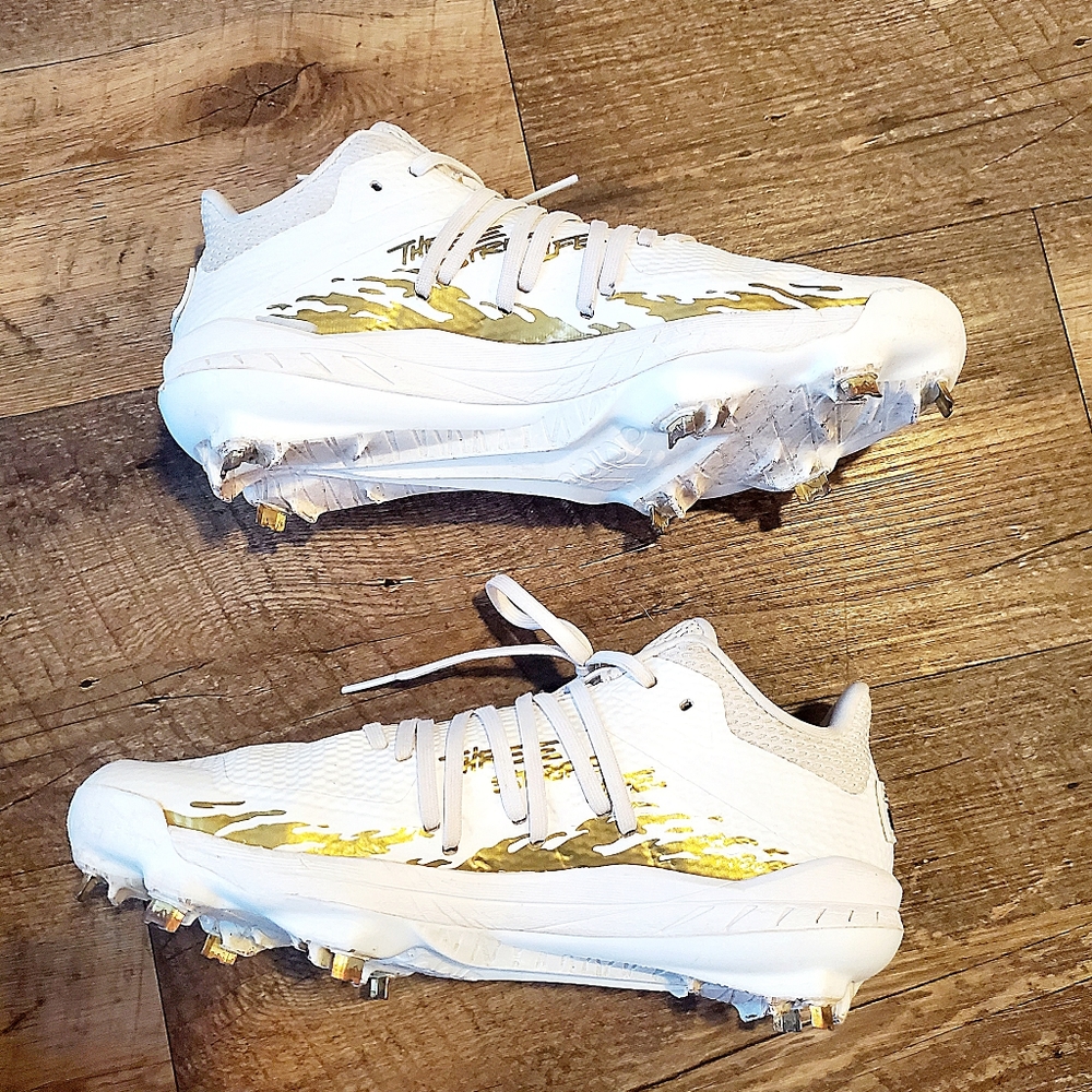 Adidas Men’s Afterburner 6 Speed Trap Baseball Size 9 White Gold |G27655|
